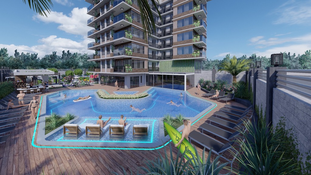 Apartments for sale with a large green area in the center of Alanya image